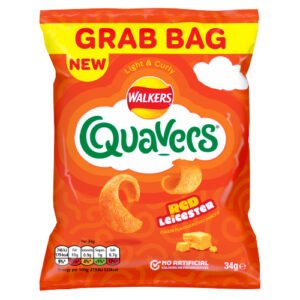 WALKERS QUAVERS RED LEICESTER CHEESE GRAB BAG CRISPS 34G