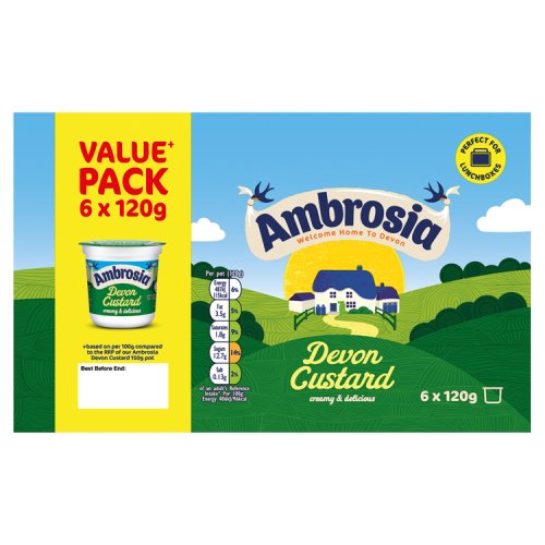 AMBROSIA READY TO EAT DEVON CUSTARD POTS 6PK 120G