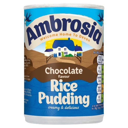 AMBROSIA READY TO SERVE CHOCOLATE FLAVOUR RICE PUDDING CAN 400G